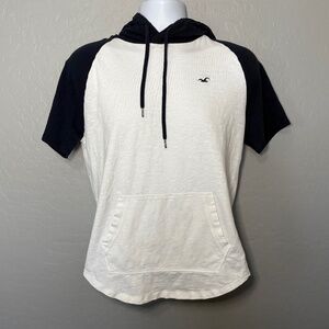 Men's Black and White Short Sleeve Hoodie